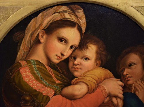 Vierge à l' Enfant avec saint Jean Baptiste - école italienne du XIXe - Napoléon III